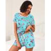 Ekouaer 2 Pack Womens Pajama Sets Lightweight Summer Pajamas Short Sleeve Pj Top with Shorts, Chest Pocket(Blue Flower/Light Blue Flower)