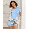Ekouaer 2 Pack Womens Pajama Sets Lightweight Summer Pajamas Short Sleeve Pj Top with Shorts, Chest Pocket(Blue Flower/Light Blue Flower)