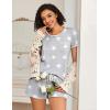 Ekouaer 2 Pack Womens Pajama Sets Lightweight Summer Pajamas Short Sleeve Pj Top with Shorts, Chest Pocket(Grey Coffee/Light Gary Stars)