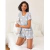 Ekouaer 2 Pack Womens Pajama Sets Lightweight Summer Pajamas Short Sleeve Pj Top with Shorts, Chest Pocket(Light Gary Stars/Grey Stars)