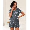 Ekouaer 2 Pack Womens Pajama Sets Lightweight Summer Pajamas Short Sleeve Pj Top with Shorts, Chest Pocket(Light Gary Stars/Grey Stars)