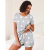 Ekouaer 2 Pack Womens Pajama Sets Lightweight Summer Pajamas Short Sleeve Pj Top with Shorts, Chest Pocket(Light Gary Stars/Grey Stars)