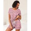 Ekouaer 2 Pack Womens Pajama Sets Lightweight Summer Pajamas Short Sleeve Pj Top with Shorts, Chest Pocket(Pink Leopard/Black Leopard)
