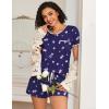 Ekouaer 2 Pack Womens Pajama Sets Lightweight Summer Pajamas Short Sleeve Pj Top with Shorts, Chest Pocket(Pink Stars/Purple Stars)