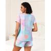 Ekouaer 2 Pack Womens Pajama Sets Lightweight Summer Pajamas Short Sleeve Pj Top with Shorts, Chest Pocket(Pink/Tie Dye)