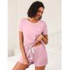 Ekouaer 2 Pack Womens Pajama Sets Lightweight Summer Pajamas Short Sleeve Pj Top with Shorts, Chest Pocket(Pink/Tie Dye)