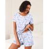 Ekouaer 2 Pack Womens Pajama Sets Lightweight Summer Pajamas Short Sleeve Pj Top with Shorts, Chest Pocket(White Butterfly/Blue Star)
