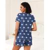 Ekouaer 2 Pack Womens Pajama Sets Lightweight Summer Pajamas Short Sleeve Pj Top with Shorts, Chest Pocket(White Butterfly/Blue Star)