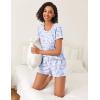 Ekouaer 2 Pack Womens Pajama Sets Lightweight Summer Pajamas Short Sleeve Pj Top with Shorts, Chest Pocket(White Butterfly/Blue Star)
