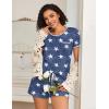 Ekouaer 2 Pack Womens Pajama Sets Lightweight Summer Pajamas Short Sleeve Pj Top with Shorts, Chest Pocket(White Butterfly/Blue Star)