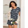 Ekouaer 2 Pack Womens Pajama Sets Lightweight Summer Pajamas Short Sleeve Pj Top with Shorts, Chest Pocket(White Leopard/Grey Stars)