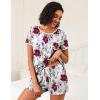 Ekouaer 2 Pack Womens Pajama Sets Lightweight Summer Pajamas Short Sleeve Pj Top with Shorts, Chest Pocket(Wine Red Flower/Grey Owl)