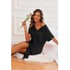 Ekouaer 3 Pack Women’s Nightshirt Button Down Nightgown Short Sleeve Sleepshirt V Neck Pajama Dress with Pockets(Black/Blue Green/Grey Striped)