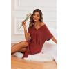 Ekouaer 3 Pack Women’s Nightshirt Button Down Nightgown Short Sleeve Sleepshirt V Neck Pajama Dress with Pockets(Blue Green/Wine Red/Navy Striped)