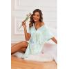 Ekouaer 3 Pack Women’s Nightshirt Button Down Nightgown Short Sleeve Sleepshirt V Neck Pajama Dress with Pockets(Yellow Floral/Purple Floral/Daisy Flower)