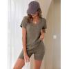 Ekouaer Biker Short Sets Women 2 Piece Outfits Ribbed Pajama Short Sleeve Workout Set(Brown)