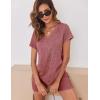 Ekouaer Biker Short Sets Women 2 Piece Outfits Ribbed Pajama Short Sleeve Workout Set(Wine Red)