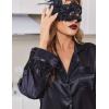 Ekouaer Bridal Feather Pajamas Set Silk Satin Valentine’s Pj Sets Wedding Pjs Sleepwear with Removable Feather Trim(Black Feather)