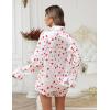 Ekouaer Bridal Feather Pajamas Set Silk Satin Valentine’s Pj Sets Wedding Pjs Sleepwear with Removable Feather Trim(Heart Print)