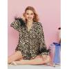 Ekouaer Bridal Feather Pajamas Set Silk Satin Valentine’s Pj Sets Wedding Pjs Sleepwear with Removable Feather Trim(Leopard Print)