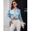 Ekouaer Bridal Feather Pajamas Set Silk Satin Valentine’s Pj Sets Wedding Pjs Sleepwear with Removable Feather Trim(Light Blue)