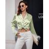 Ekouaer Bridal Feather Pajamas Set Silk Satin Valentine’s Pj Sets Wedding Pjs Sleepwear with Removable Feather Trim(Light Green)