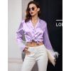 Ekouaer Bridal Feather Pajamas Set Silk Satin Valentine’s Pj Sets Wedding Pjs Sleepwear with Removable Feather Trim(Lilac Purple)