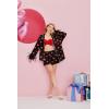 Ekouaer Bridal Feather Pajamas Set Silk Satin Valentine’s Pj Sets Wedding Pjs Sleepwear with Removable Feather Trim(Red Heart)