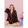 Ekouaer Bridal Feather Pajamas Set Silk Satin Valentine’s Pj Sets Wedding Pjs Sleepwear with Removable Feather Trim(Red Heart)