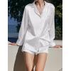 Ekouaer Bridal Feather Pajamas Set Silk Satin Valentine’s Pj Sets Wedding Pjs Sleepwear with Removable Feather Trim(White)