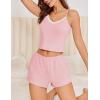 Ekouaer Cami Pajama Sets Y2K 2 Piece Lace Crop Top and Shorts Sexy Pjs Summer Lingerie Sleepwear Nightwear for Women(Light Rose)