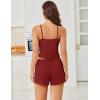 Ekouaer Cami Pajama Sets Y2K 2 Piece Lace Crop Top and Shorts Sexy Pjs Summer Lingerie Sleepwear Nightwear for Women(Red)