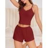 Ekouaer Cami Pajama Sets Y2K 2 Piece Lace Crop Top and Shorts Sexy Pjs Summer Lingerie Sleepwear Nightwear for Women(Red)