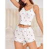 Ekouaer Cami Pajama Sets Y2K 2 Piece Lace Crop Top and Shorts Sexy Pjs Summer Lingerie Sleepwear Nightwear for Women(Red Cherry)