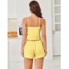 Ekouaer Cami Pajama Sets Y2K 2 Piece Lace Crop Top and Shorts Sexy Pjs Summer Lingerie Sleepwear Nightwear for Women(Yellow White Plaid)