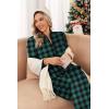 Ekouaer Christmas Onesie Matching Family Fleece Hooded One Piece Zipper Long Sleeve Pajamas with Pockets S-XXL Green Plaid XXL