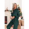 Ekouaer Christmas Onesie Matching Family Fleece Hooded One Piece Zipper Long Sleeve Pajamas with Pockets S-XXL Green Plaid XXL