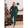 Ekouaer Christmas Onesie Matching Family Fleece Hooded One Piece Zipper Long Sleeve Pajamas with Pockets S-XXL Green Plaid XXL