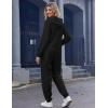 Ekouaer Christmas Onesies for Women Zipper Hooded Onesie Pajamas Adult Soft One Piece Pajama with Pockets(Black)