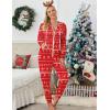 Ekouaer Christmas Onesies for Women Zipper Hooded Onesie Pajamas Adult Soft One Piece Pajama with Pockets(Elk)