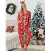 Ekouaer Christmas Onesies for Women Zipper Hooded Onesie Pajamas Adult Soft One Piece Pajama with Pockets(Red Santa Snowman Pattern)