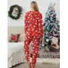 Ekouaer Christmas Onesies for Women Zipper Hooded Onesie Pajamas Adult Soft One Piece Pajama with Pockets(Red Santa Snowman Pattern)