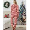 Ekouaer Christmas Onesies for Women Zipper Hooded Onesie Pajamas Adult Soft One Piece Pajama with Pockets(Red White Stripes)