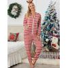 Ekouaer Christmas Onesies for Women Zipper Hooded Onesie Pajamas Adult Soft One Piece Pajama with Pockets(Red White Stripes)