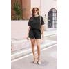 Ekouaer Cotton Pajamas Set for Womens Soft Short Sleeve Lounge Set Shorts Sleepwear Set 2 Piece Pjs Sets(Black)