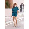 Ekouaer Cotton Pajamas Set for Womens Soft Short Sleeve Lounge Set Shorts Sleepwear Set 2 Piece Pjs Sets(Blue Green)