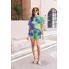Ekouaer Cotton Pajamas Set for Womens Soft Short Sleeve Lounge Set Shorts Sleepwear Set 2 Piece Pjs Sets(Blue Tie Dye)