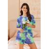 Ekouaer Cotton Pajamas Set for Womens Soft Short Sleeve Lounge Set Shorts Sleepwear Set 2 Piece Pjs Sets(Blue Tie Dye)