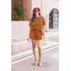Ekouaer Cotton Pajamas Set for Womens Soft Short Sleeve Lounge Set Shorts Sleepwear Set 2 Piece Pjs Sets(Caramel)
