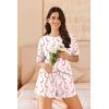 Ekouaer Cotton Pajamas Set for Womens Soft Short Sleeve Lounge Set Shorts Sleepwear Set 2 Piece Pjs Sets(Flamingo)